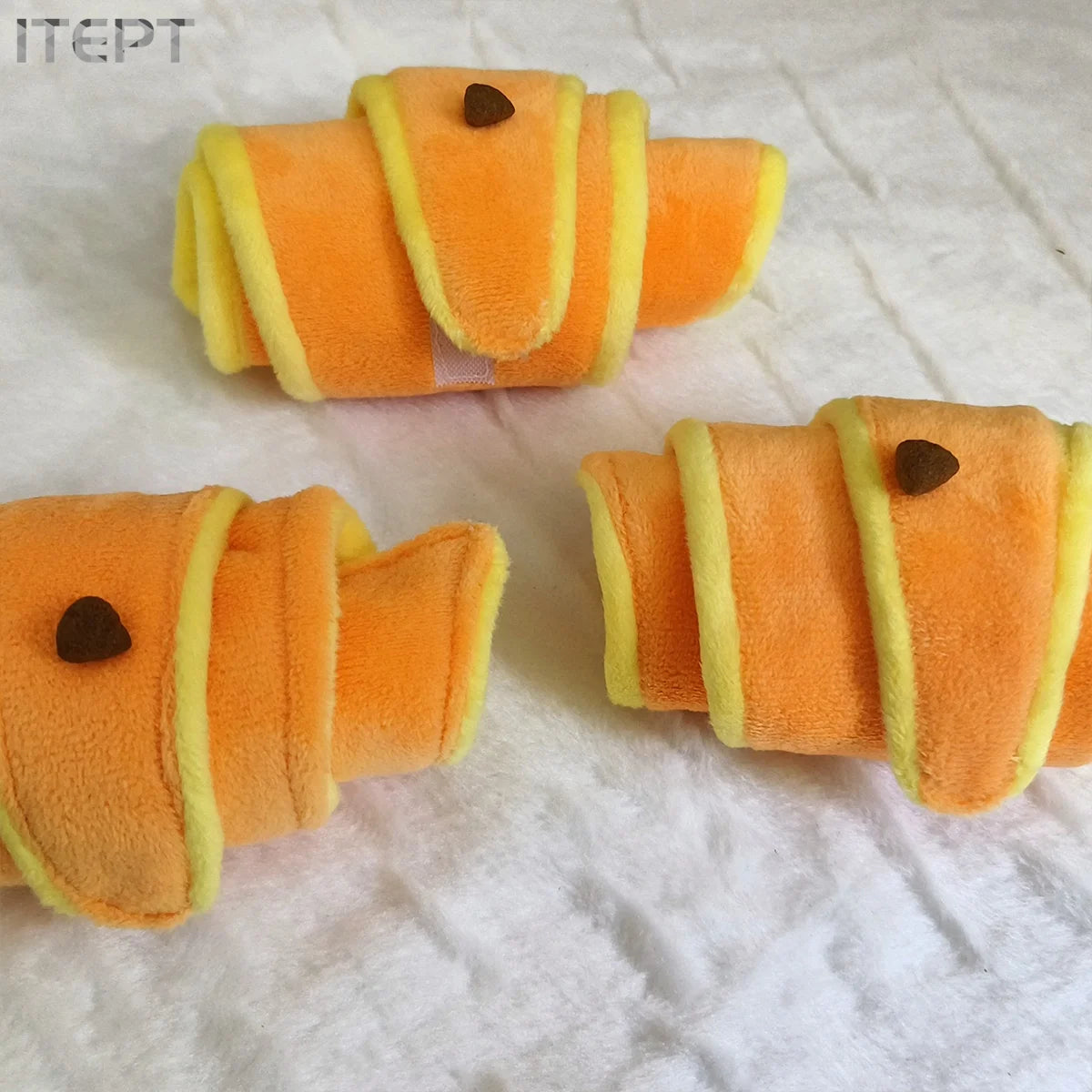 squeaky treat dispensing dog toy plush croissant toy for small to medium dogs