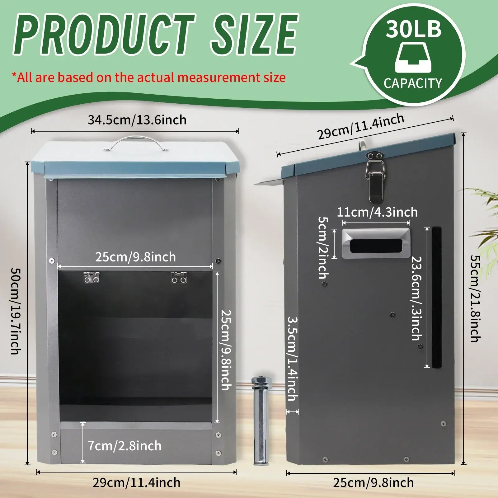 automatic dog feeder 30lb capacity galvanized metal pet food dispenser with product size dimensions