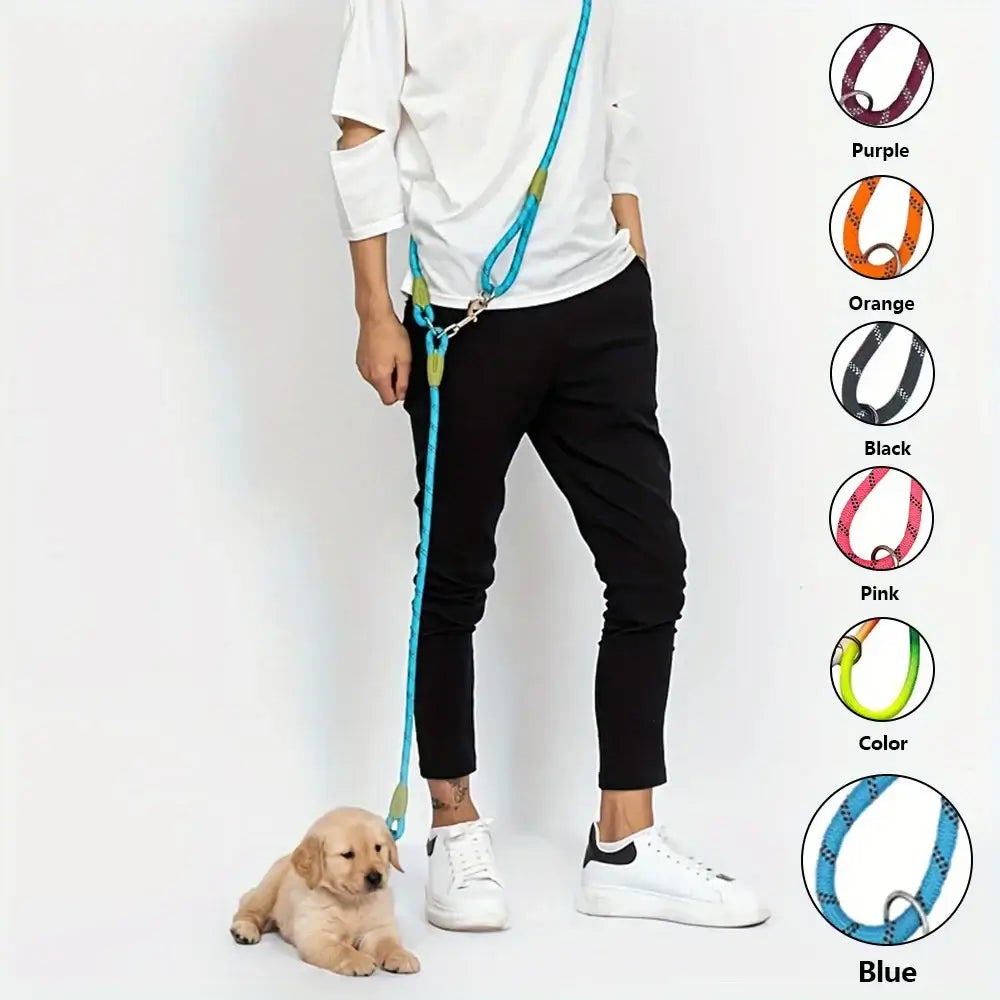 Reflective Pet Dog Nylon Leash Hands-Free Freedom for Hiking Walking Running Adjust Crossbody Bungee Leash with Shock Absorption