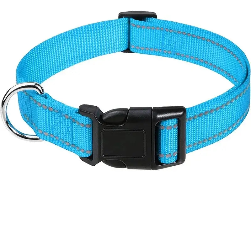 Small dog choker collar blue nylon buckle collar for puppies and small dogs, durable adjustable basic pet collar