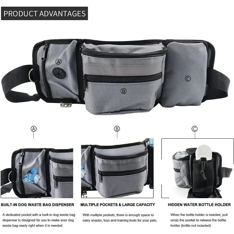 Dog Treat Pouch for Training Outdoor Dog Treat Pouch Training Feeding Bag Large Capacity Pet Trainer Reward Waist Bag Dog Supply with pockets