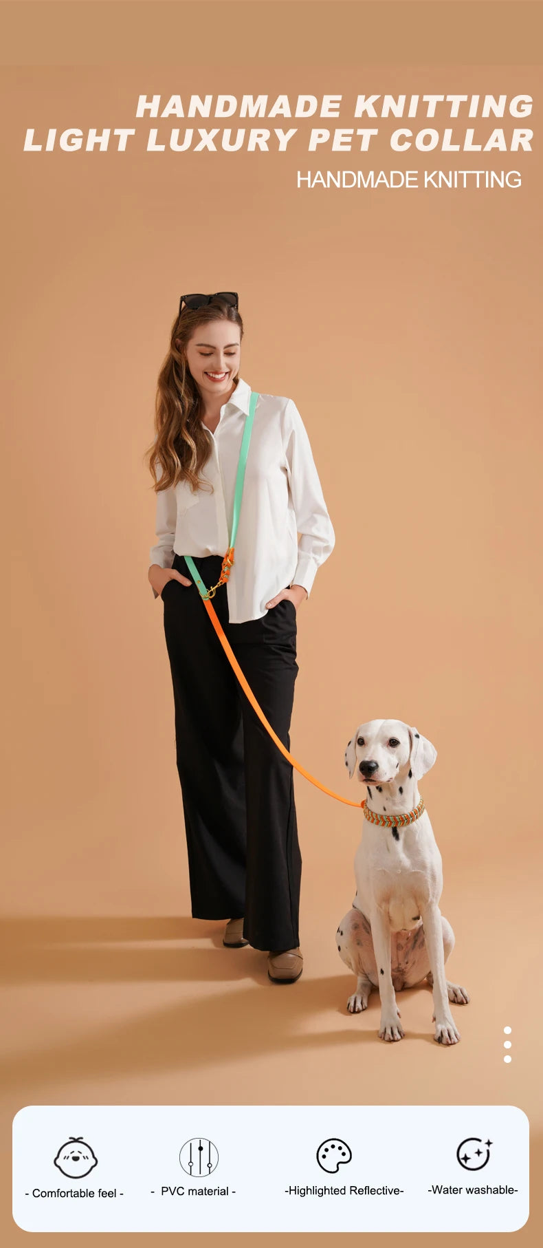 hands free dog leash colorful handmade durable tensile rope for medium and large dogs