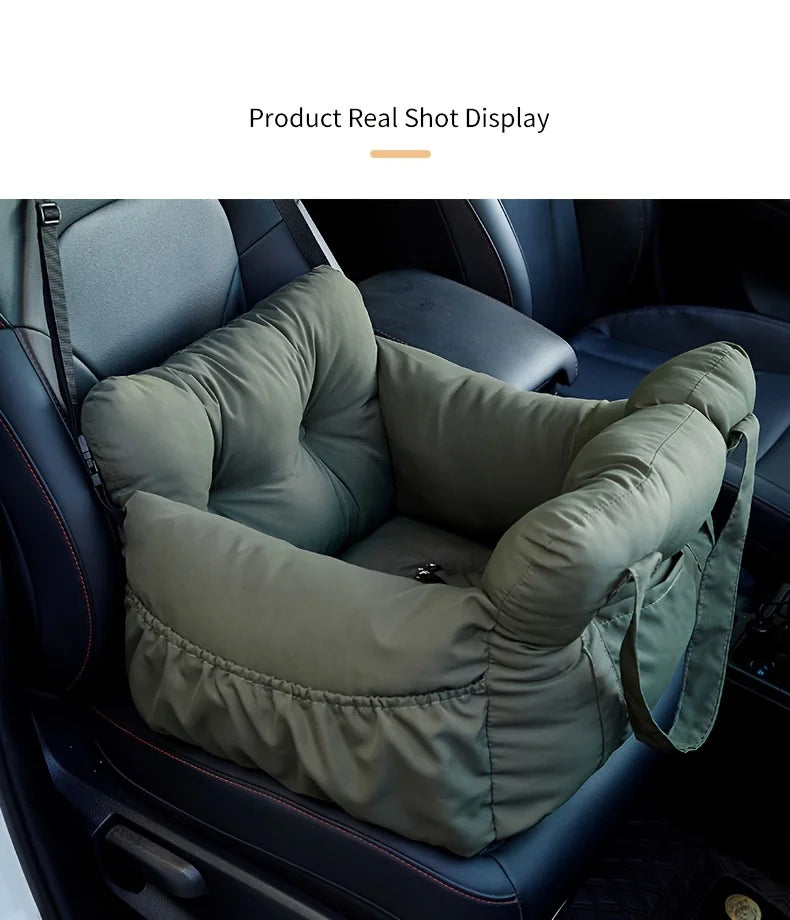 dog car seat with safety belt non-slip washable pet bed for small dogs, secure travel carrier with straps