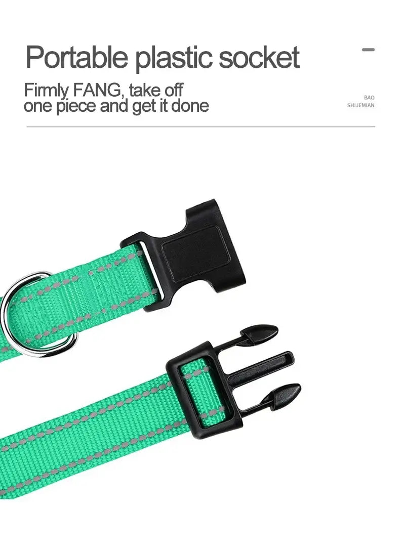 small dog choker collar nylon buckle collar for puppies and all stages, green portable plastic socket design
