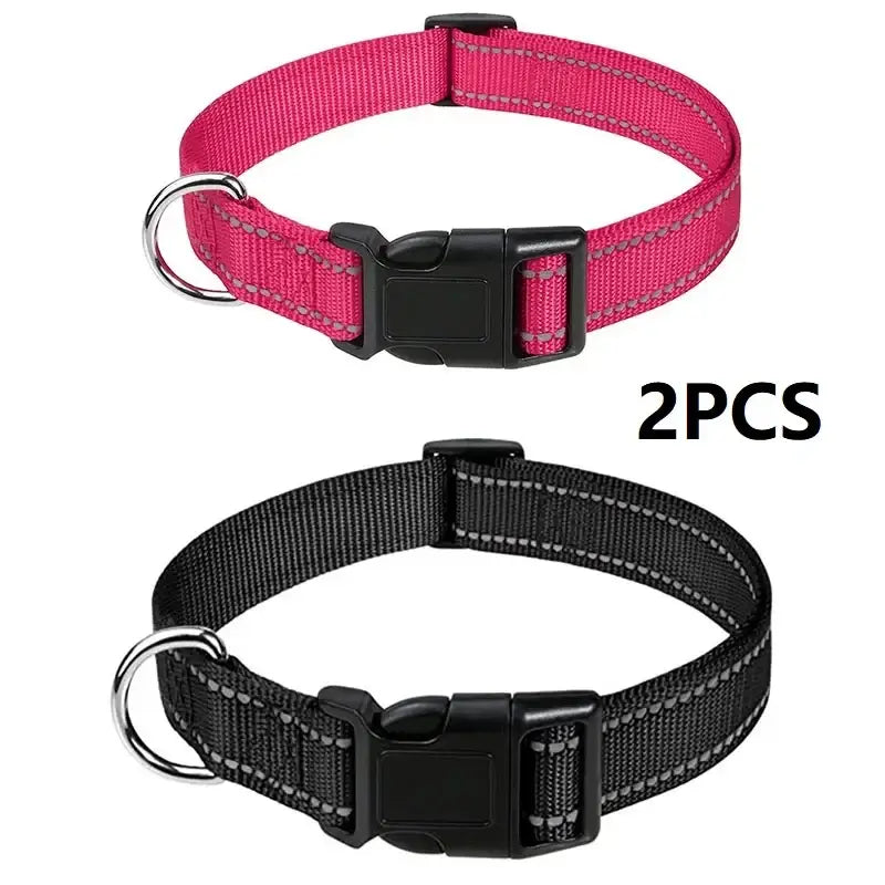 small dog choker collar pink and black 2PCS nylon buckle collars for puppies, decorative all-season dog collars