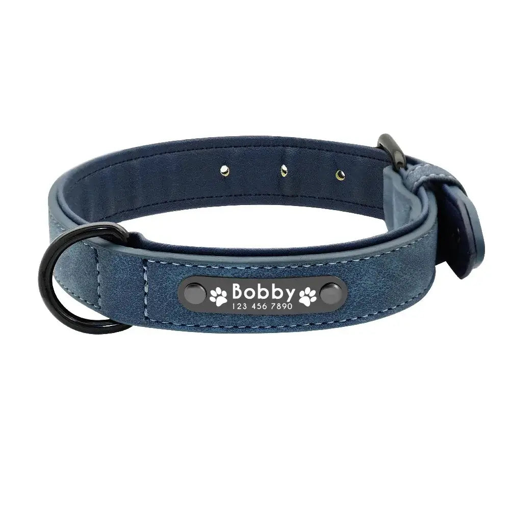 Personalized Name ID Tags Dog Collars Custom Text name Leather Dog Collar For Small Medium Large Dogs Pitbull Bulldog Beagle