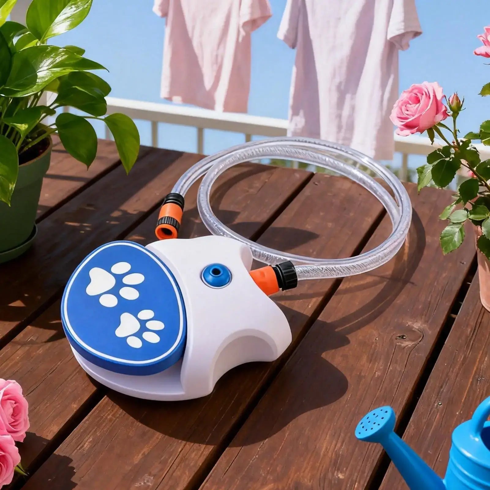 Step on dog water fountain step on dog water fountain with hose for patio, garden, and yard pet drinking dispenser
