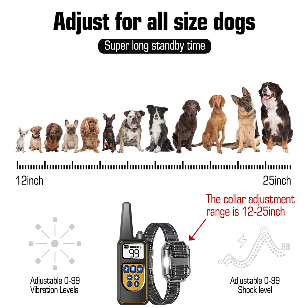 Dog Collar for 3 Dogs, Waterproof Rechargeable Dog Training Collar with Remote for Small, Medium and Large Dogs,IP67 Wat, adjustable for all sizes.