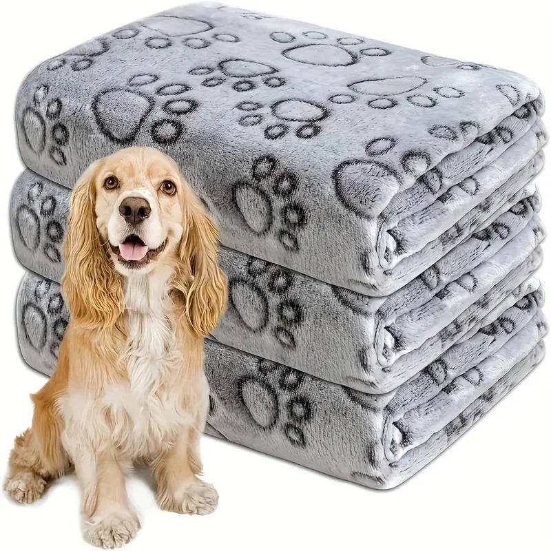 Soft Flannel Pet Blanket for Dogs Cats Plush Mat Dog Paw Print for Cats Dog High Quality Dog Blanket Pet Mat Warm Dog Supplies