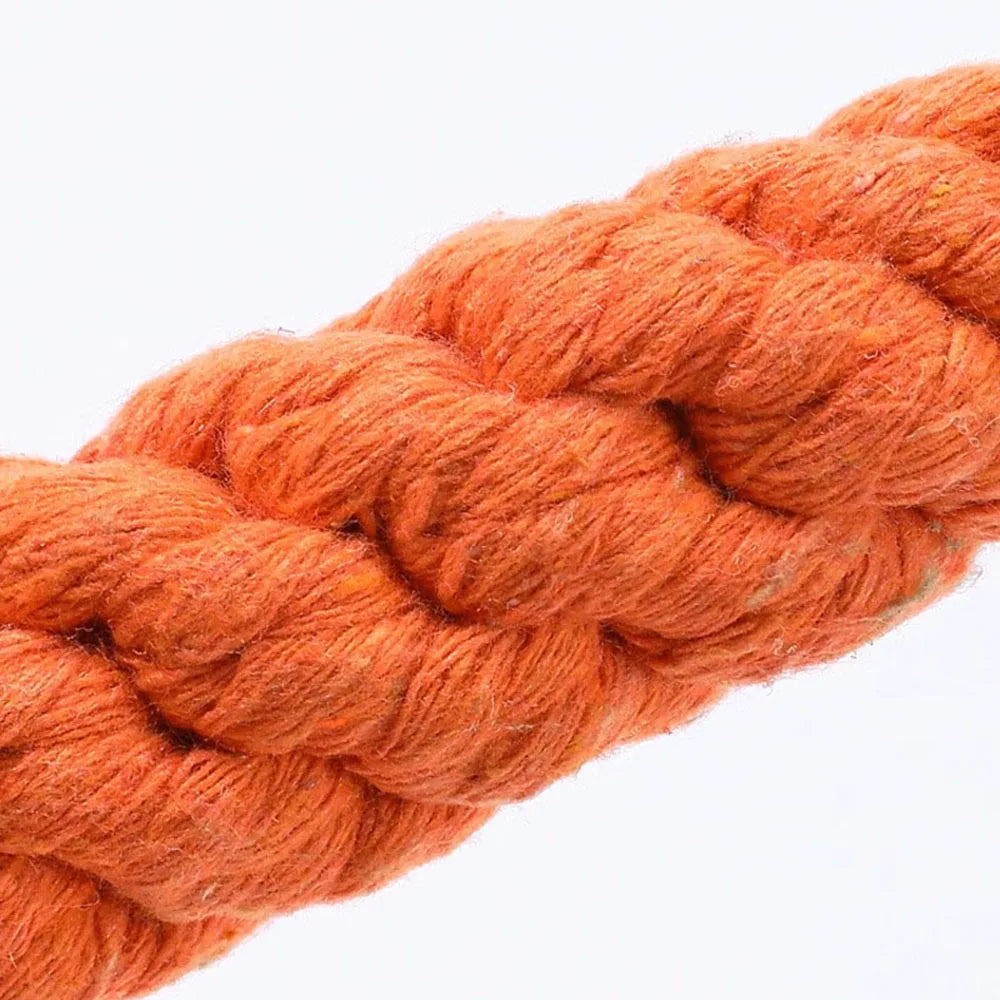 durable cotton rope dog chew toy orange braided rope for dogs, safe pet chew toy for teeth cleaning and chewing