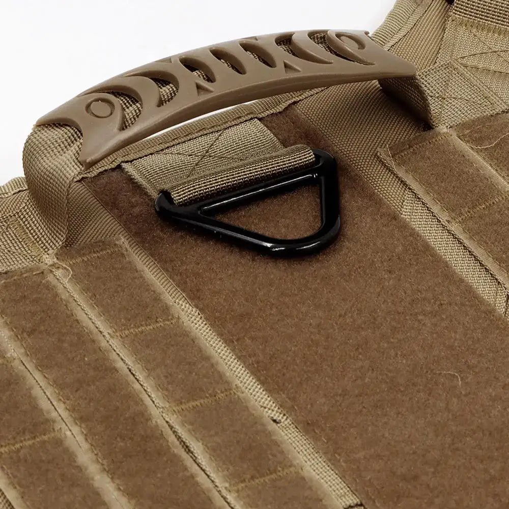 Military tactical dog harness with padded handle and metal D-ring for large dog training and control