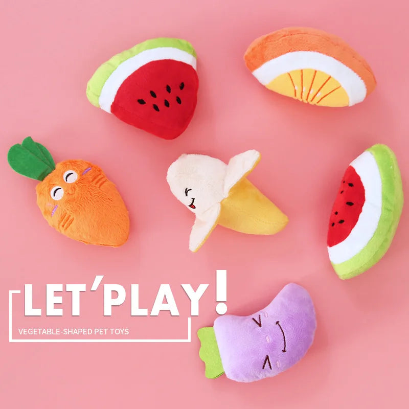 plush squeaky dog chew toy vegetable-shaped pet toys for small dogs, colorful bite resistant plush toys