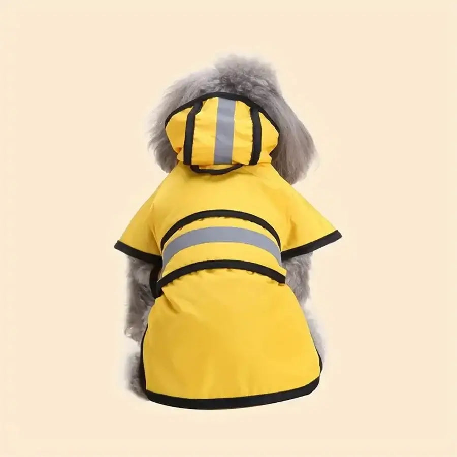 adjustable waterproof dog raincoat yellow hooded pet rain jacket with reflective stripes for dogs