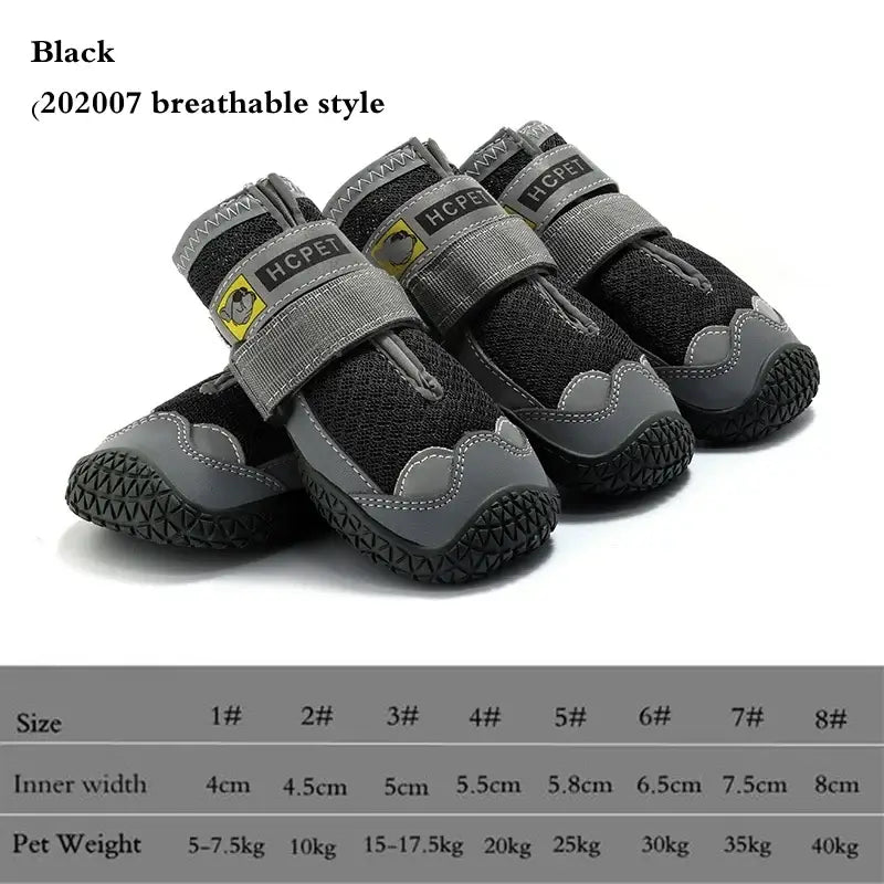 Dog Shoes Breathable Waterproof Outdoor Dog Boots Anti-Skid Wear-Resisting Reflective Pet Shoes for Small Medium Large Dogs