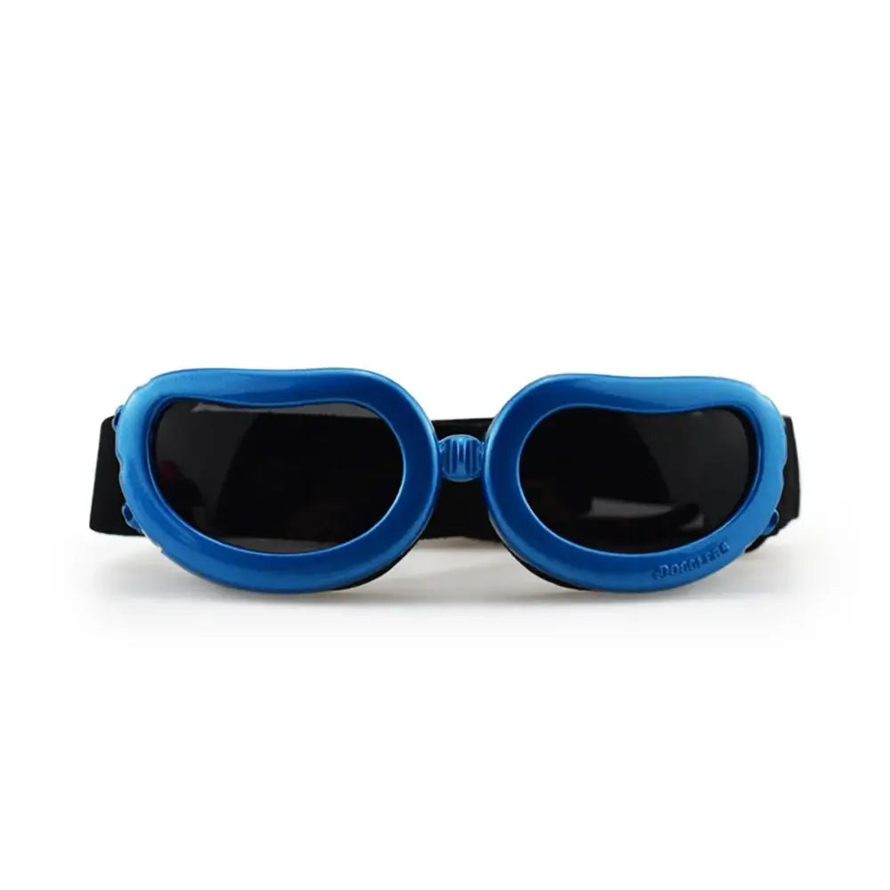 Blue dog sunglasses for small dogs with UV wind dust protection, adjustable strap, pet eyewear for small and medium dogs