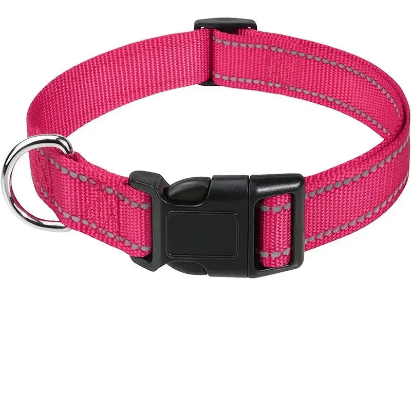 Choker Small Dog Collar Puppy Neck Collars for Dogs Big Decorative Dog Collar GXQ07 in vibrant pink nylon with buckle closure.