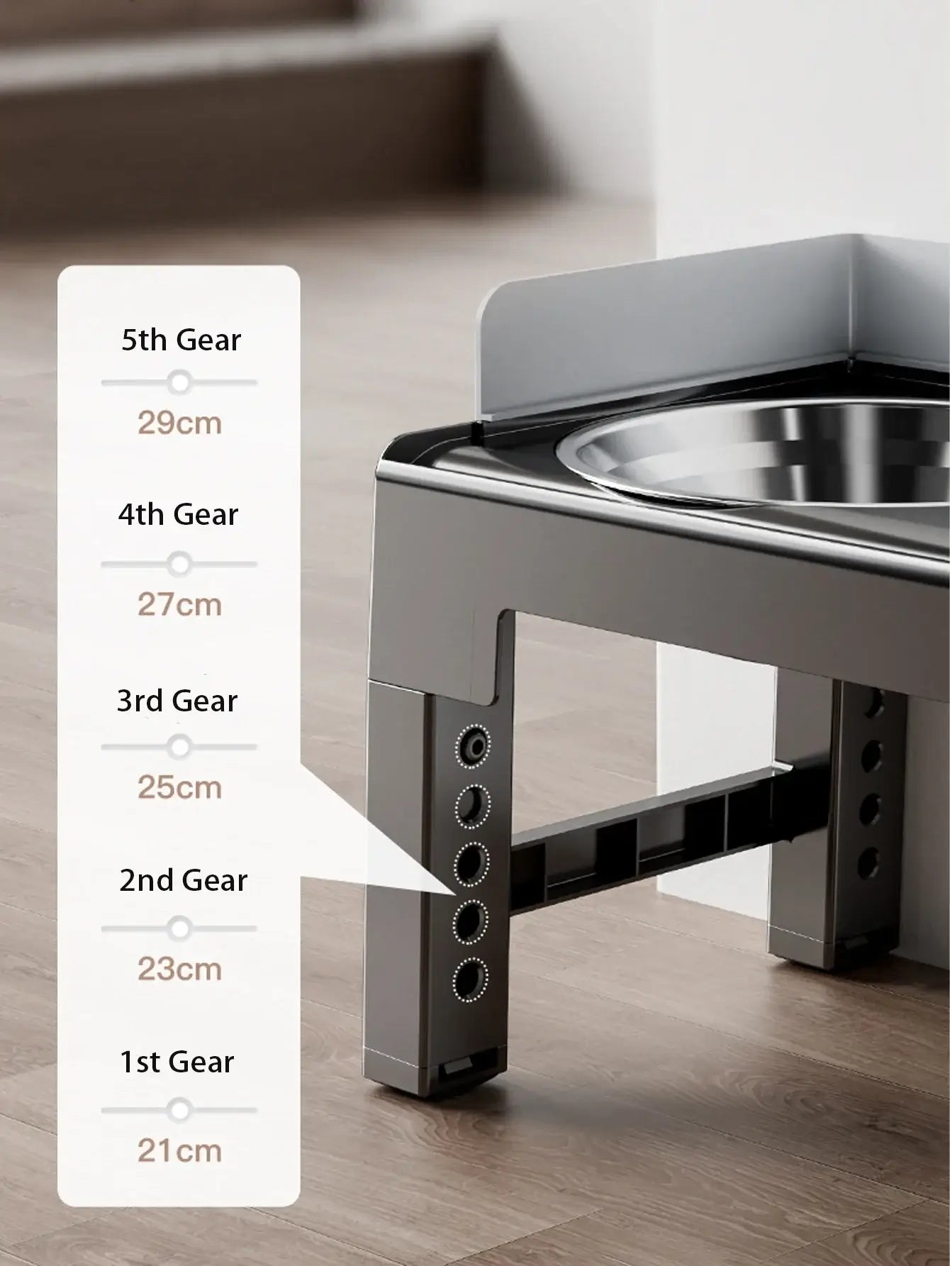 Collapsible Elevated Dog Bowls Adjustable Raised Stand with Double Stainless Steel Food Water Bowls for Small Medium Large Dogs with adjustable height.