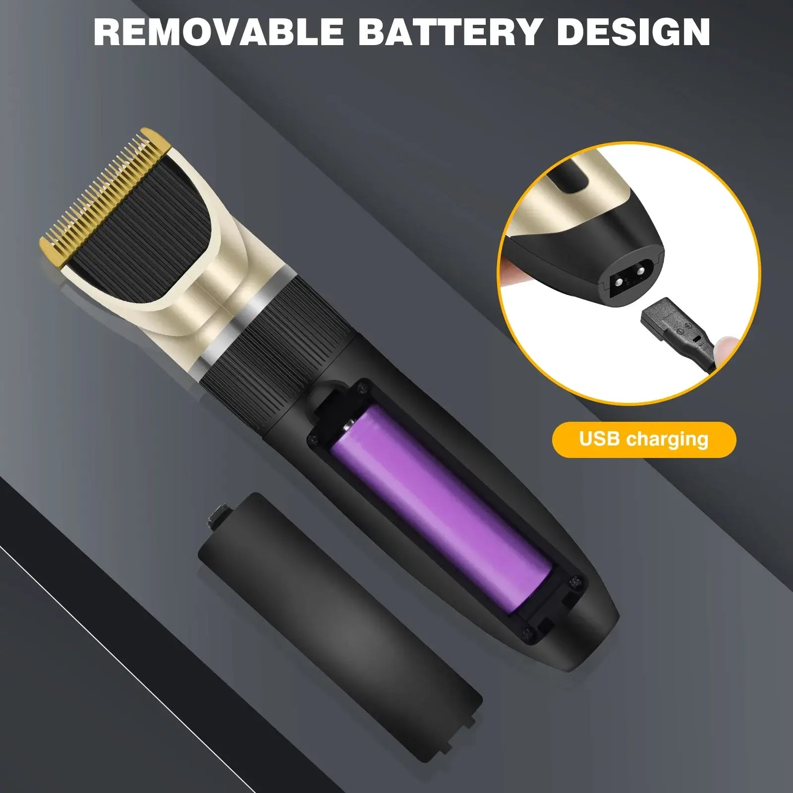 Dog Clippers Cordless Dog Grooming Clippers Rechargeable Pet Hair Trimmer Professional Dog Grooming Kit with 4 Comb Guides - removable battery design