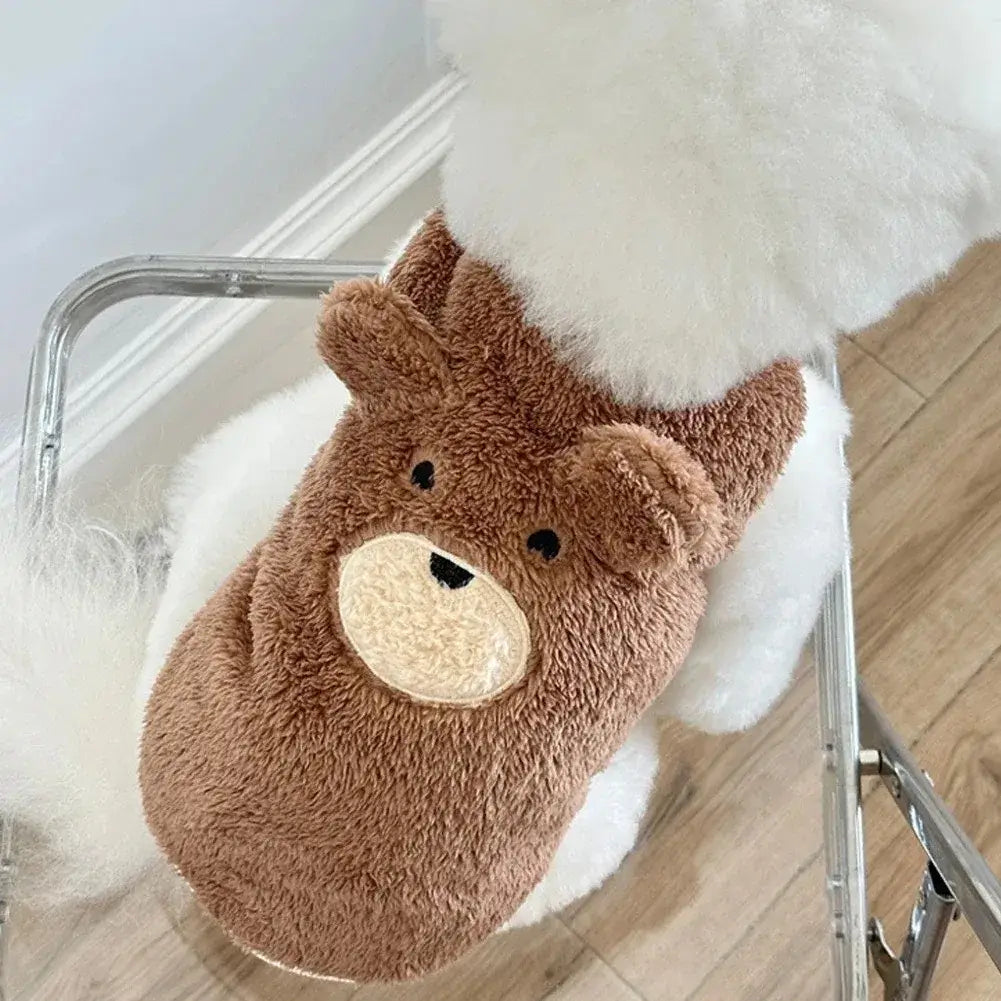 bear dog sweater vest for small dogs and cats, soft warm fleece plush cartoon pet clothes for winter and autumn