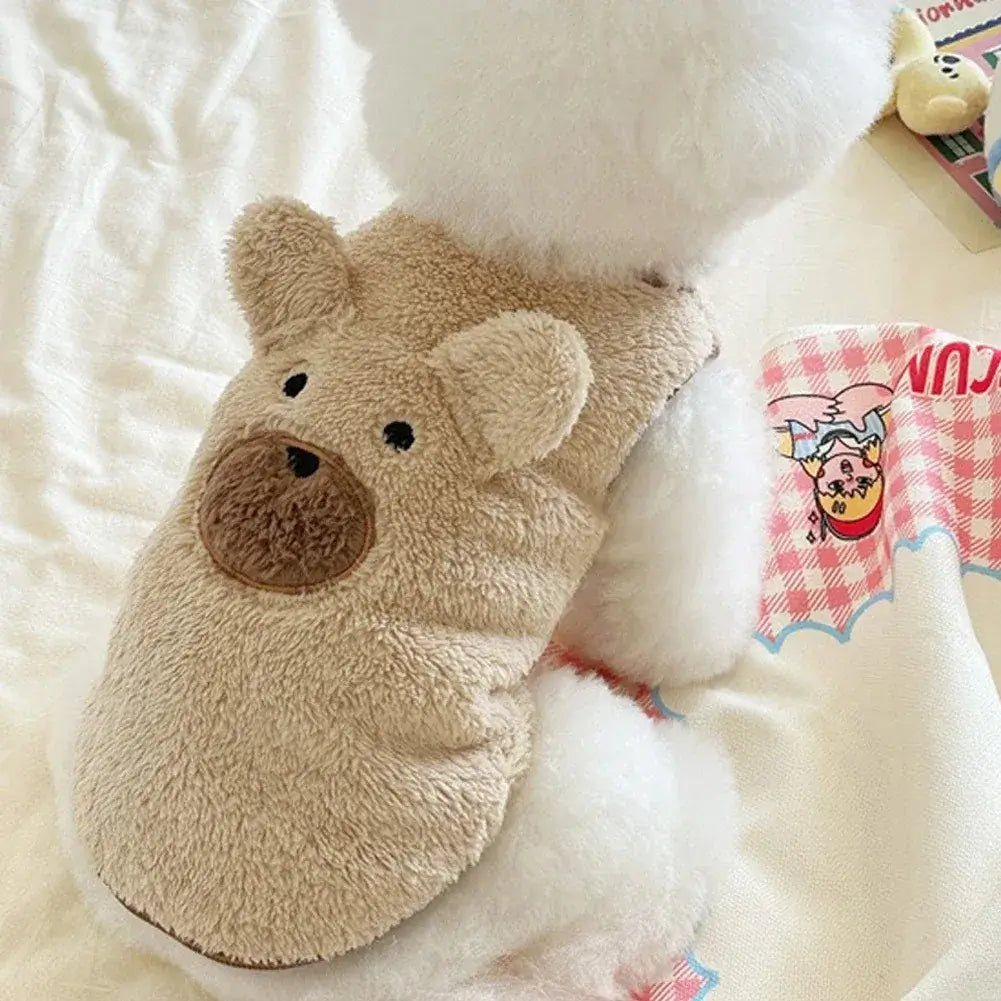 bear dog sweater vest soft fleece plush cartoon pet clothes for small dogs and cats