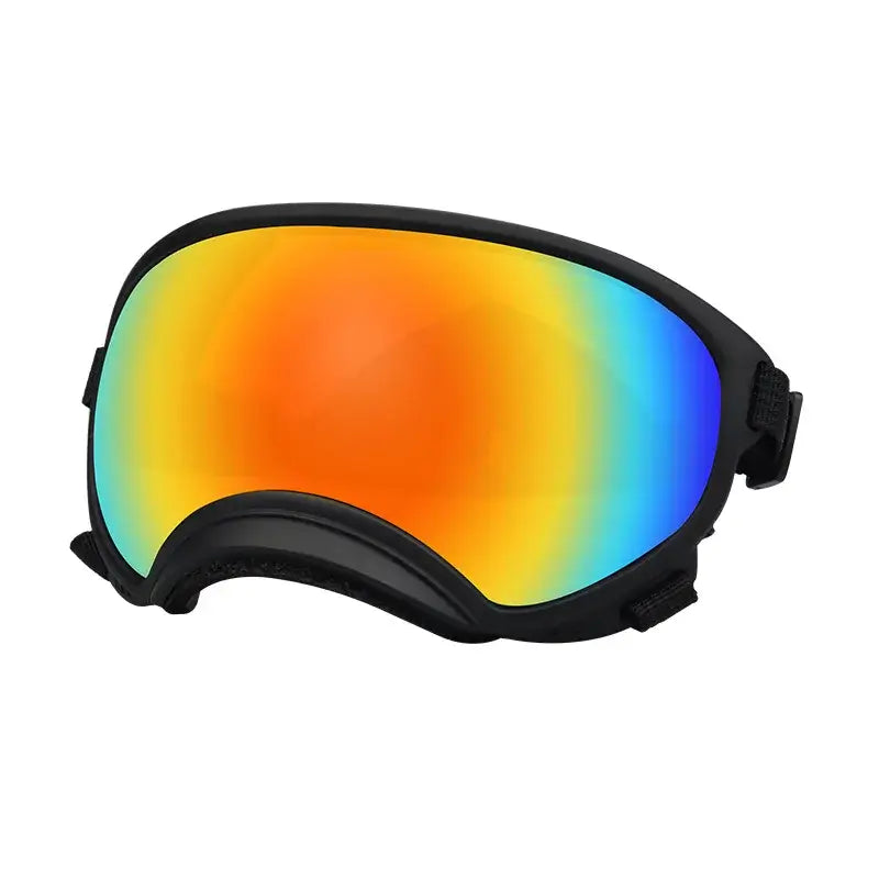 dog sunglasses with UV protection, rainbow lens ski goggles for dogs with adjustable black strap