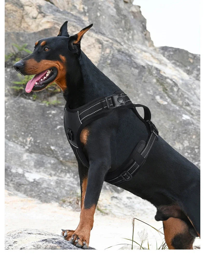 Dog Harness,No Pull Harness,Reflective No-Choke Pet PU Vest,Adjustable Soft Padded Pet Vest with Handle for Small To Large Dogs