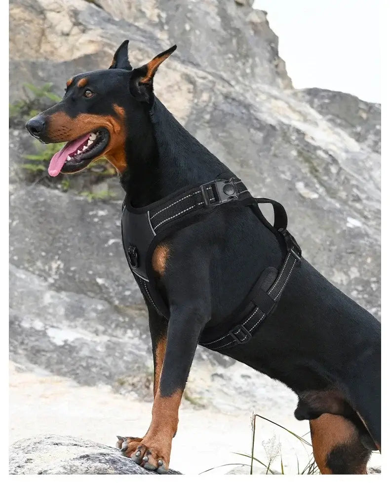 Dog Harness,No Pull Harness,Reflective No-Choke Pet PU Vest,Adjustable Soft Padded Pet Vest with Handle for Small To Large Dogs