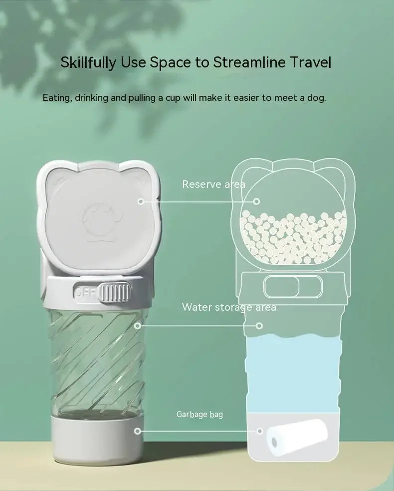 Dog Outing Water Cup Bottle Portable Cup Walking Dog Water Bottle Pet Drinking Water Feeding Food Waste Dag integrated Cup design features