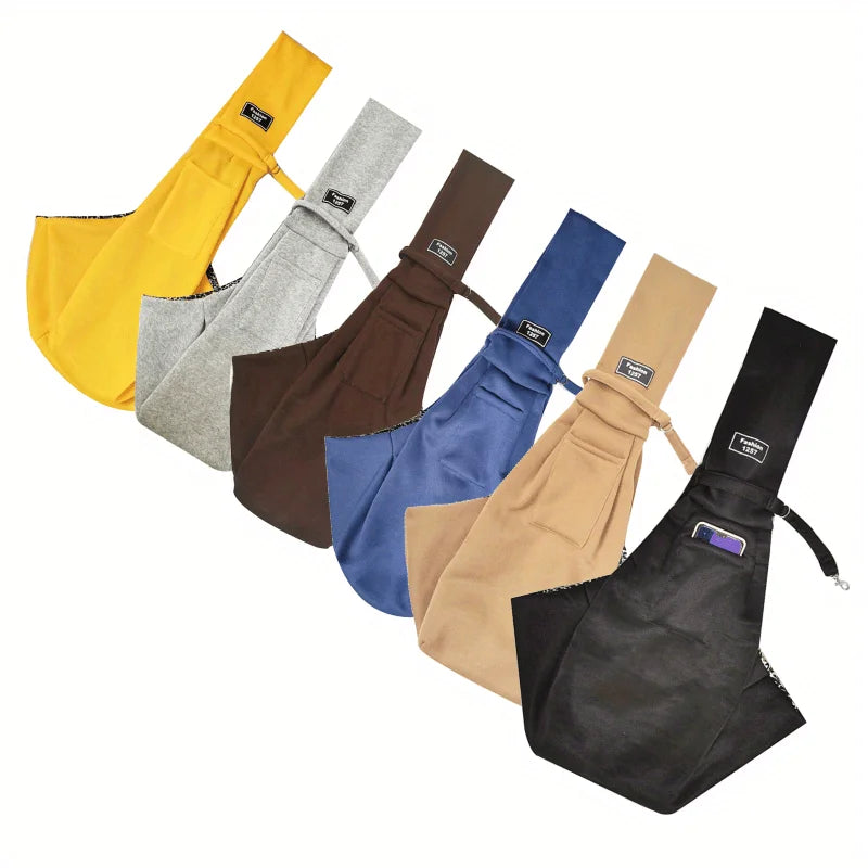 Dog Sling Carrier Bag, Pet Shoulder Crossbody Bag, Portable Hands Free Double Sided Dog Travel Bag For Outdoor Supply in various colors.