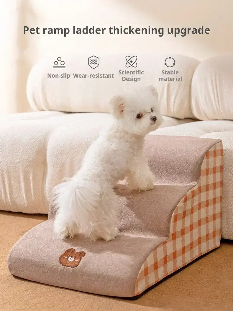 dog stairs for older dogs non-slip foam pet ramp ladder for sofa bed with small dog, wear-resistant stable design