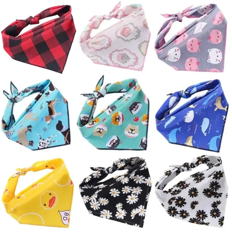 Fashion Dog Triangle Bandanas Animal Pattern Pet Triangle Scarf Adjustable Soft Bibs For Small Medium Large Dog Pet Accessories