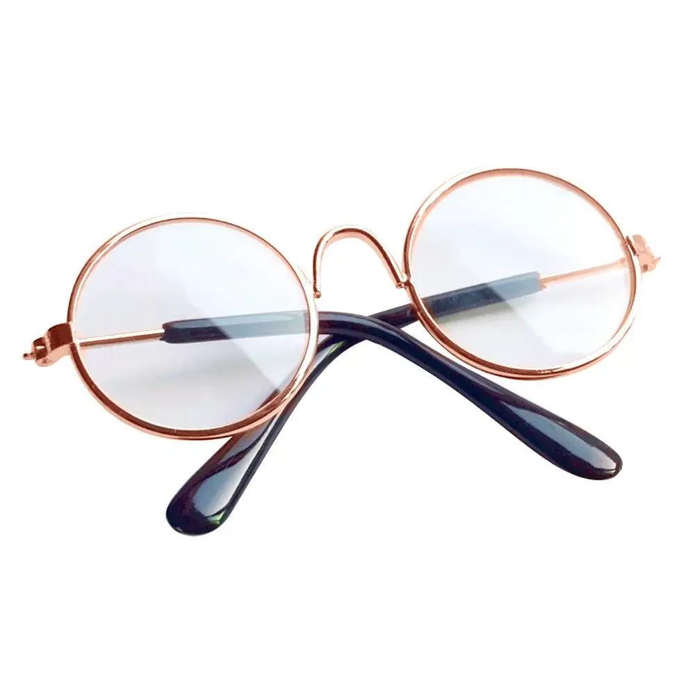 dog vintage round glasses white metal pet eyewear, vintage round glasses for dogs and cats, photo prop