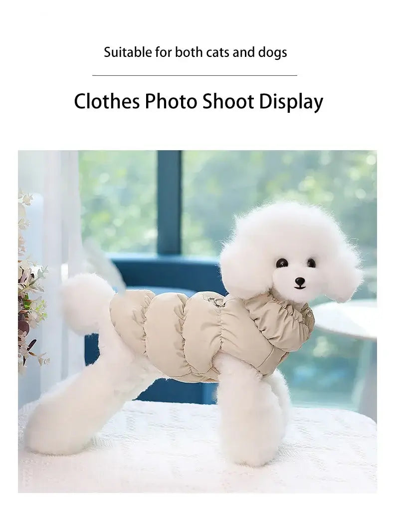 cotton dog jacket for small pets, warm quilted winter outfit for cats and dogs, stylish padded pet clothing