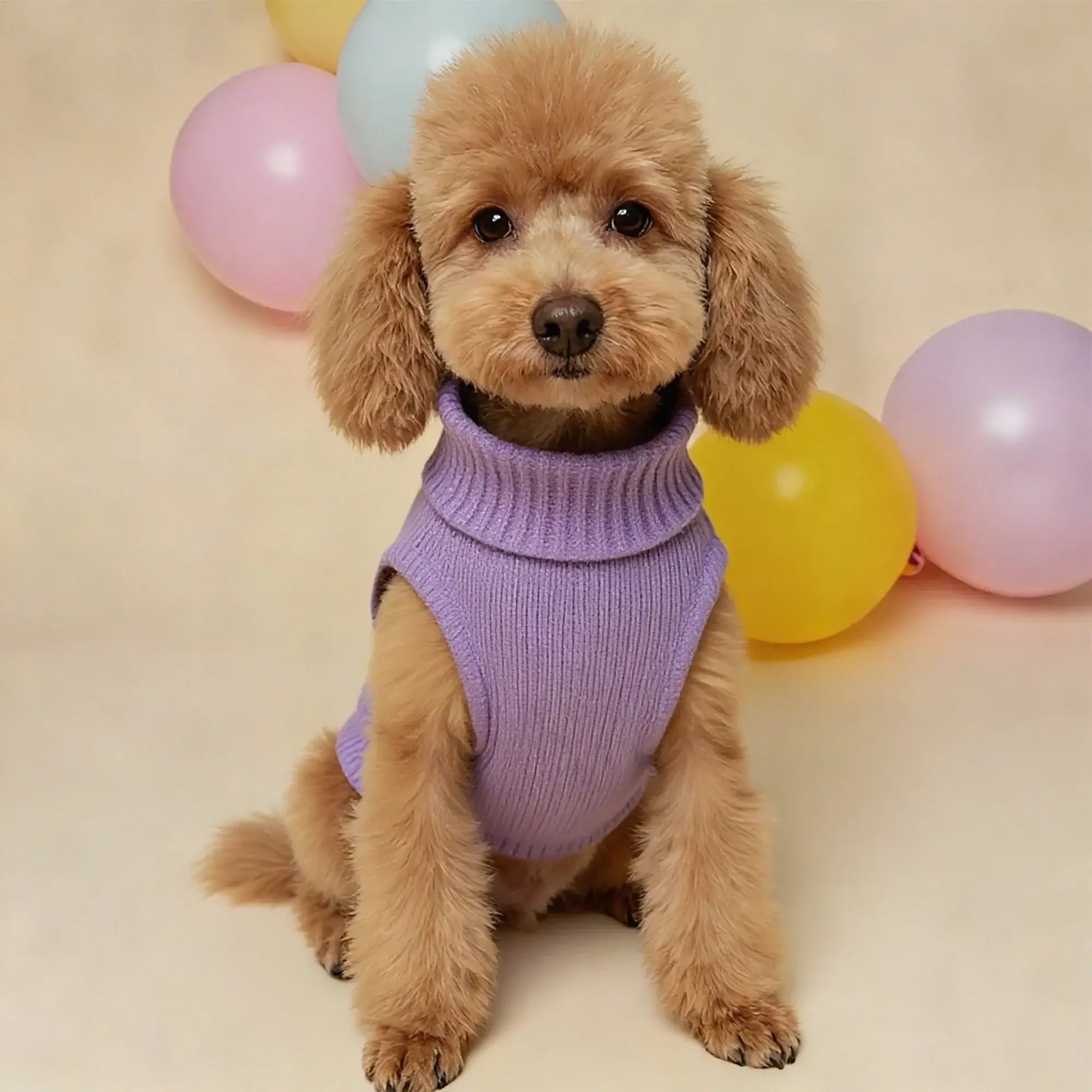 dog winter sweater lavender soft lightweight warm pet clothing for small dogs, fashionable autumn/winter fiber sweater