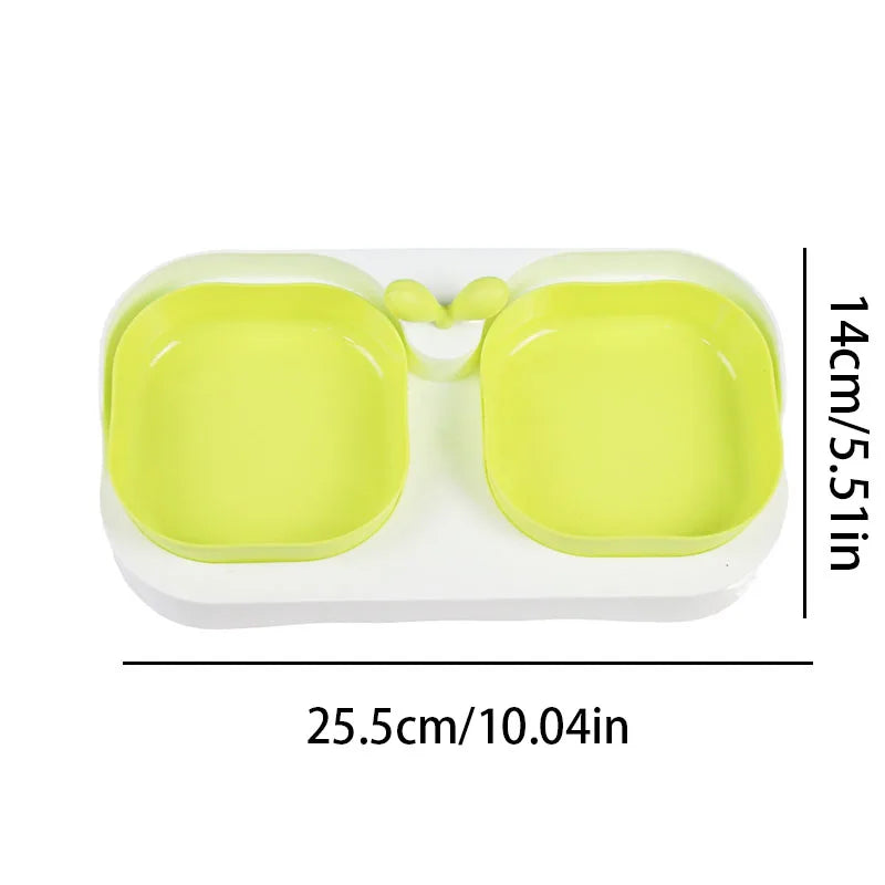 Double Pet Bowls Set for Dogs - Durable Non-Slip Food Water Feeder Dish Pet Supplies, plastic material in green and white.