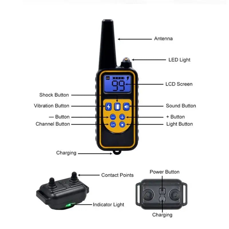 Electric Dog Training Collar Waterproof Dog Bark Collar Pet With Remote Control Rechargeable Anti Barking Device All Size Dogs remote control features