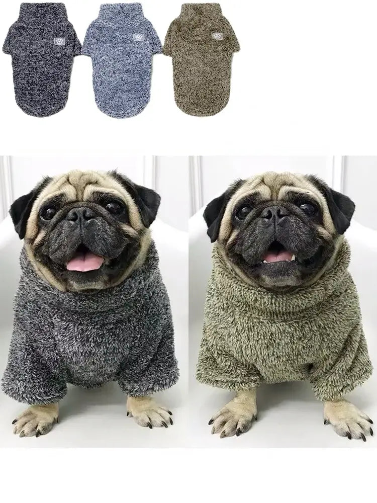 French Bulldog fleece sweater warm winter dog coat for small and medium dogs, cozy hooded pet hoodie