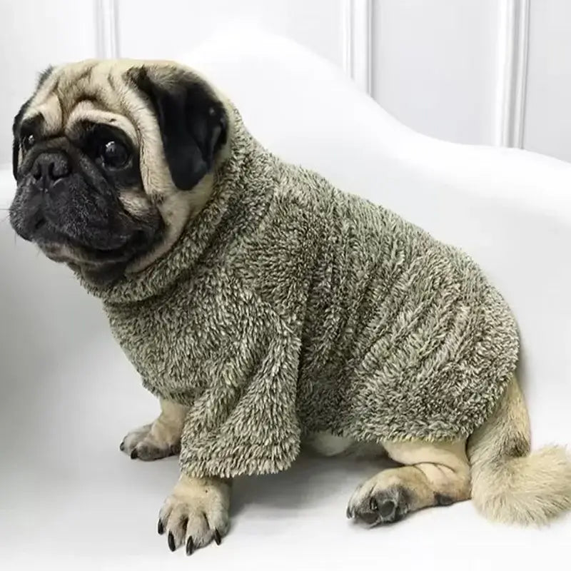 French Bulldog fleece sweater warm winter coat for small dogs, cozy polyester hoodie for French bulldogs, pugs, and corgis