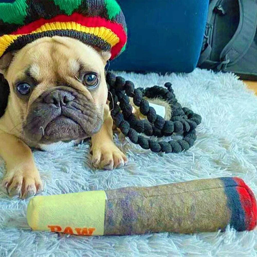 Funny Interactive Dog Toys - Cigar Design Plush Squeaky Pet Toys Grinding Teeth Creative Chew Toy For Small Medium Dog.