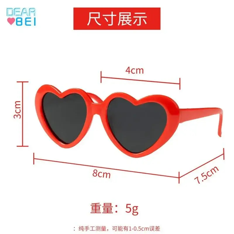 heart shaped dog glasses red heart sunglasses for pets, 8cm wide, 5g lightweight party eyewear