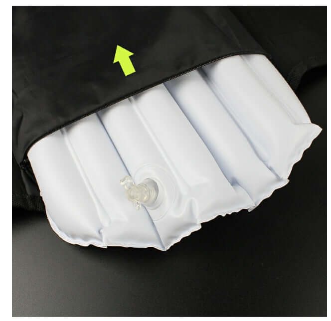 Close-up of the air nozzle on the Inflatable Diving Fabric Pet Life Preserver Safety Dog Swimming Pool Vest.