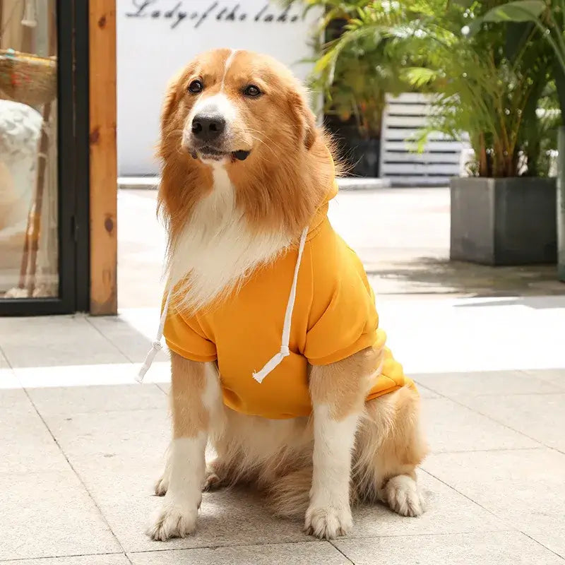 Pet Hoodies for Large Dogs Spring and Autumn Fleece Golden Retriever Sweatshirt with Hat and Zip Pocket Pet Clothing