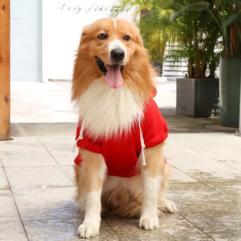 Pet Hoodies for Large Dogs Spring and Autumn Fleece Golden Retriever Sweatshirt with Hat and Zip Pocket Pet Clothing