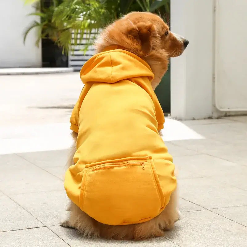 Pet Hoodies for Large Dogs Spring and Autumn Fleece Golden Retriever Sweatshirt with Hat and Zip Pocket Pet Clothing