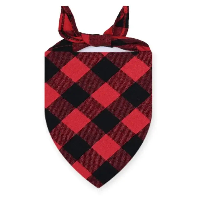 Red plaid dog bandana scarf, cotton triangular pet bib with bow tie for dogs, cats, and puppies