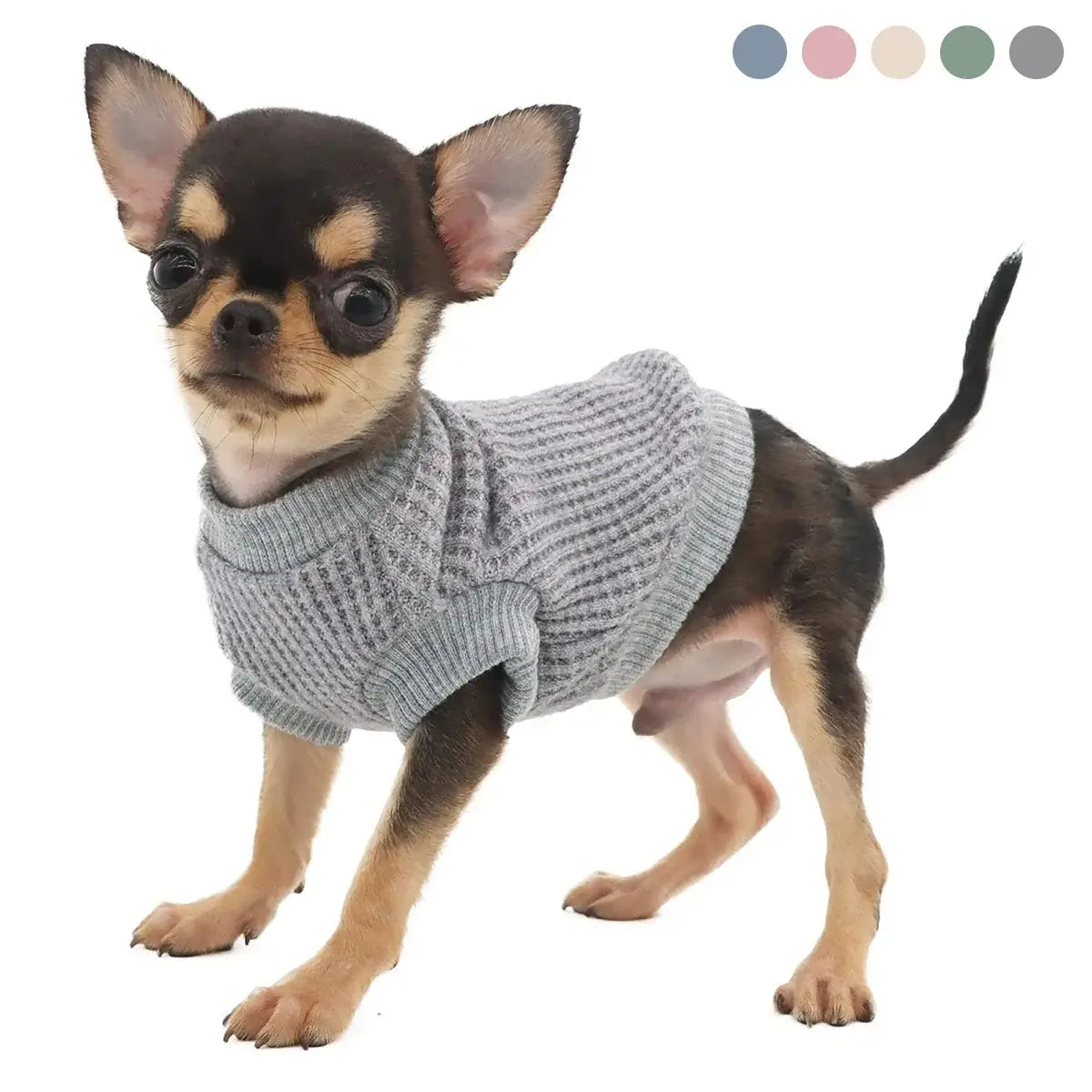 lightweight dog sweater for small dogs gray knit sweater for Chihuahua and Yorkie puppy, cozy pet clothes