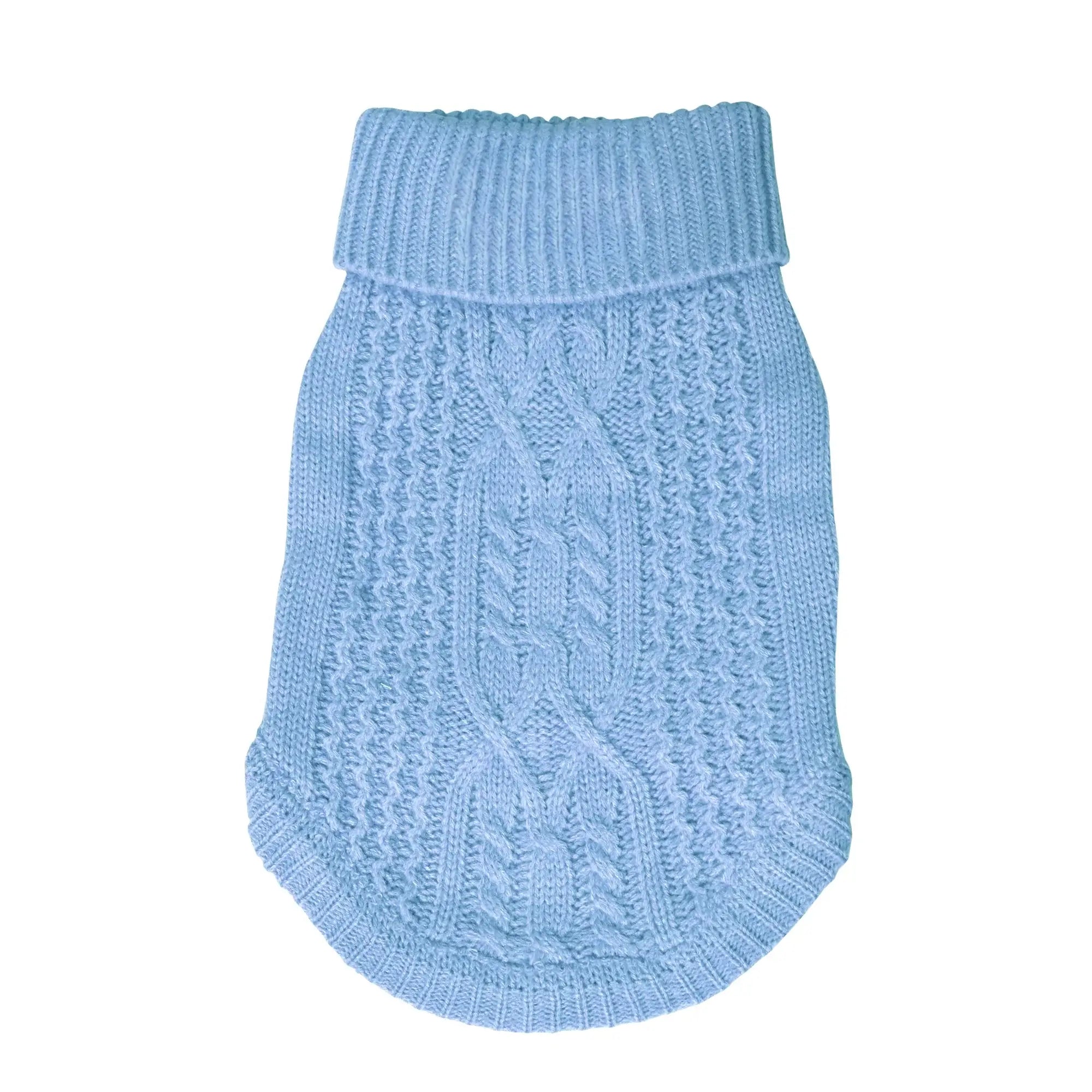 Light blue dog winter sweater, soft knitted pet clothing for warmth, comfort, and outdoor autumn/winter wear