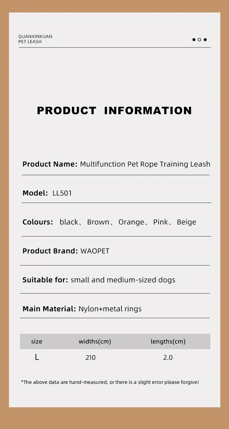 Dog Leashes Solid Durable And Super Tensile Force Dog Rope Colorful Multifunctional Luxury Handmade Leash For Medium Large Dogs.