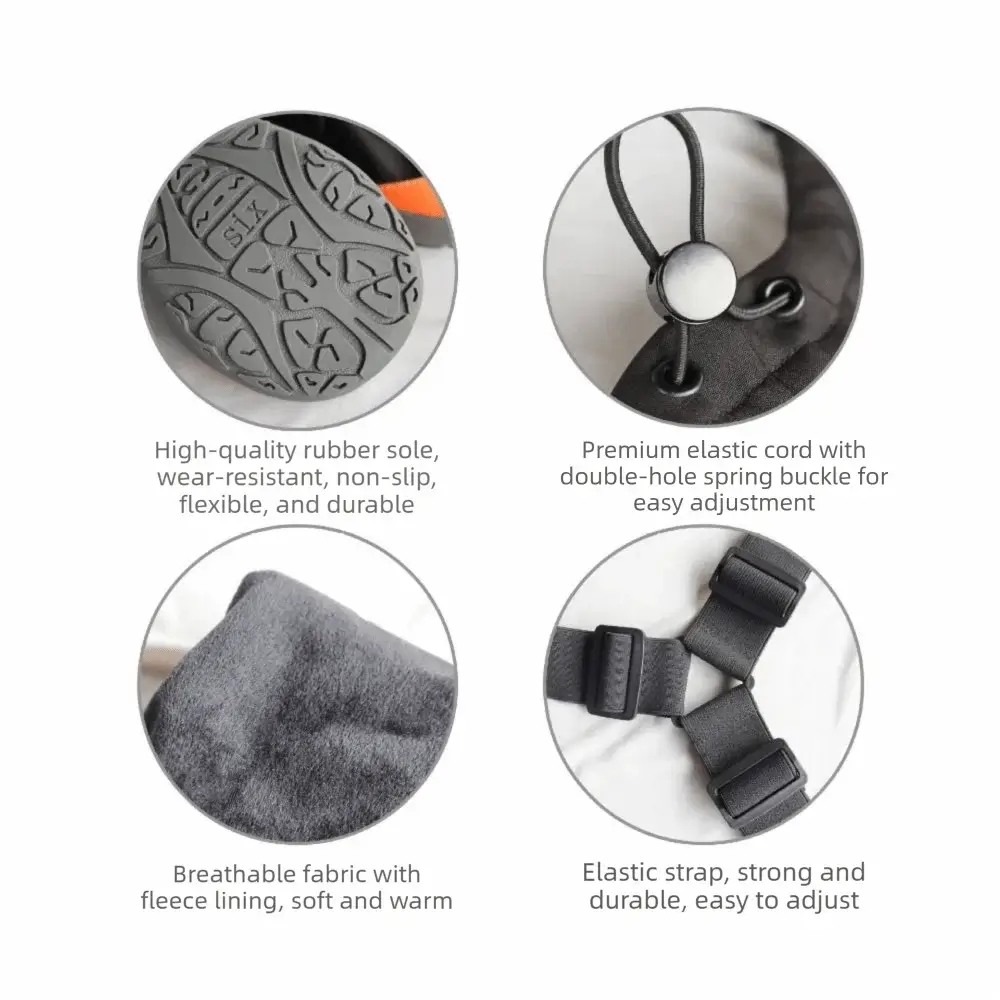waterproof dog hiking boots with non-slip rubber sole, elastic straps, fleece lining, and durable adjustable suspender design