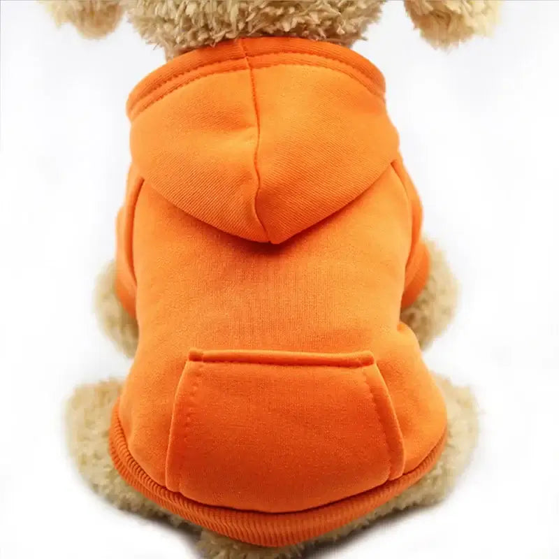 Orange dog winter coat fleece hoodie for dogs and cats, warm pet jacket with hood, Chihuahua clothes, hand wash machine wash